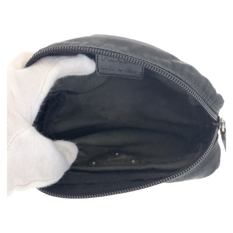 Prada Tessuto Black Silver Nylon Pouch