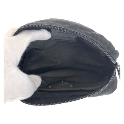 Prada Tessuto Black Silver Nylon Pouch