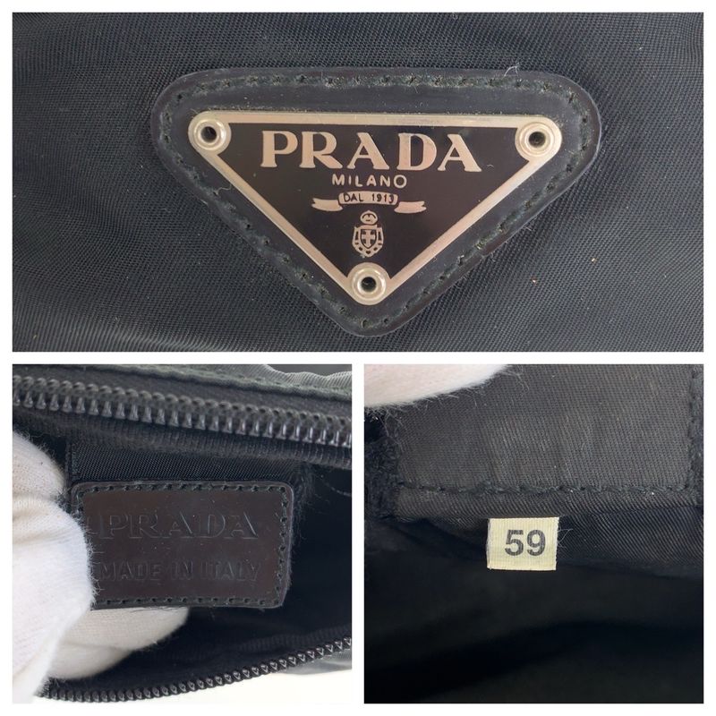 Prada Tessuto Black Silver Nylon Pouch
