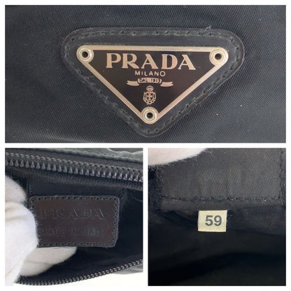 Prada Tessuto Black Silver Nylon Pouch