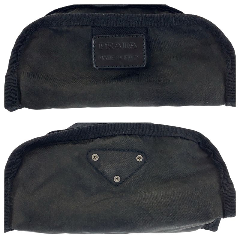 Prada Tessuto Black Silver Nylon Pouch