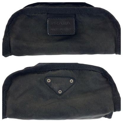 Prada Tessuto Black Silver Nylon Pouch