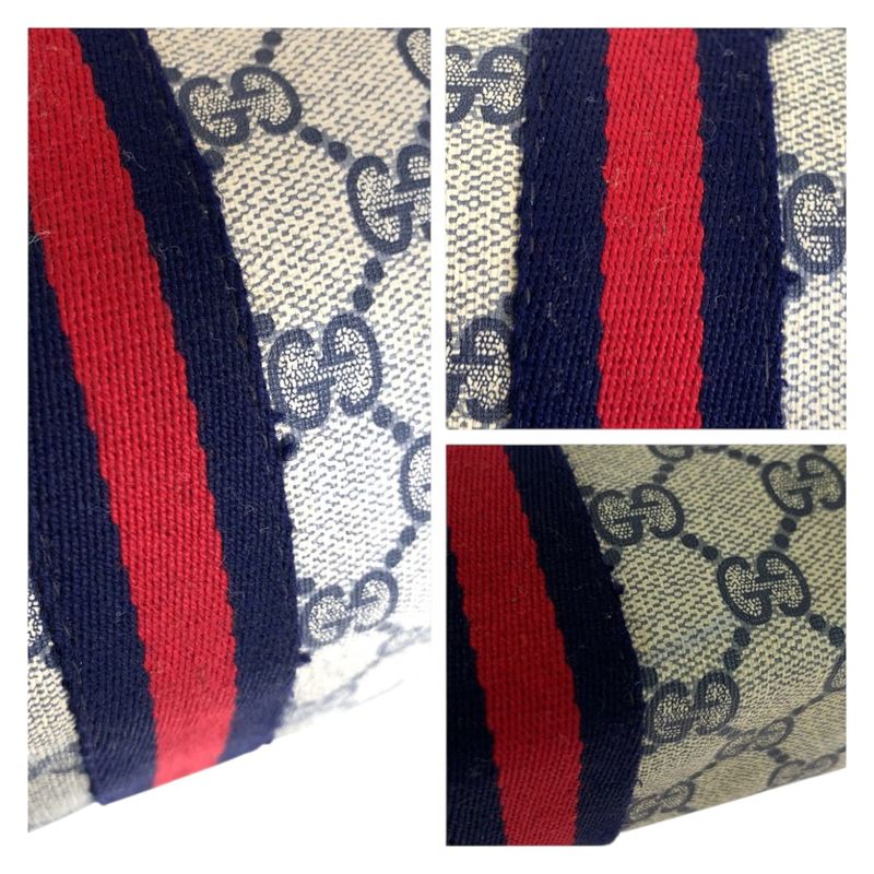 Gucci Vintage Sherry Line Gray GG Supreme Canvas 41 02 017 Clutch Second