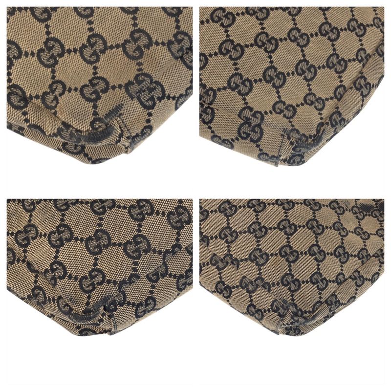 Gucci Beige Black Gold GG Canvas Leather 019 Shoulder Bag