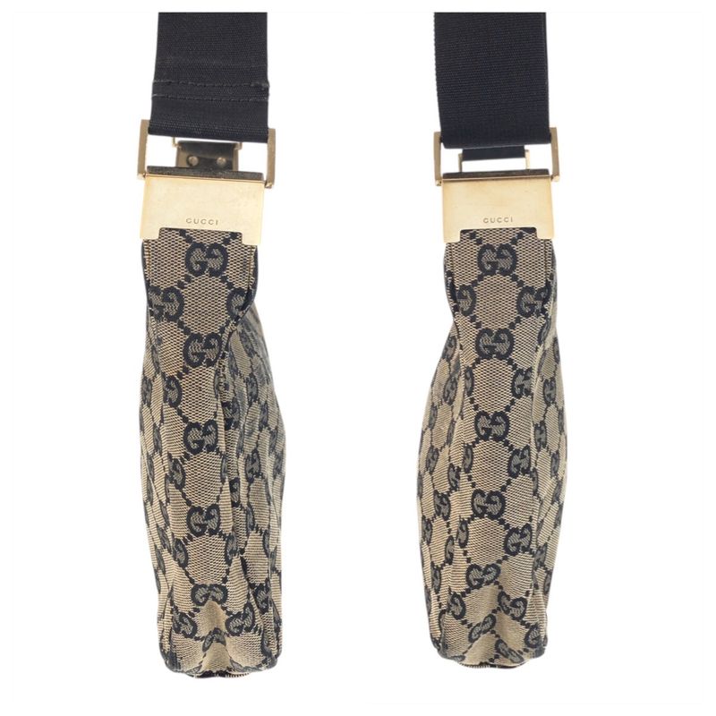 Gucci Beige Black Gold GG Canvas Leather 019 Shoulder Bag