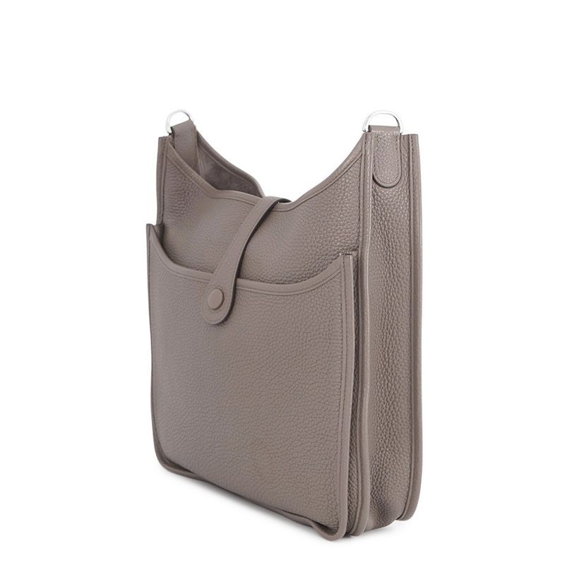 Hermes Shoulder Bag Evelyne 3 PM Ethane Silver Taurillon Clemence