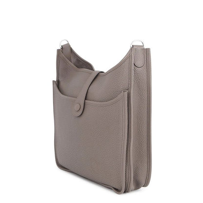 Hermes Shoulder Bag Evelyne 3 PM Ethane Silver Taurillon Clemence