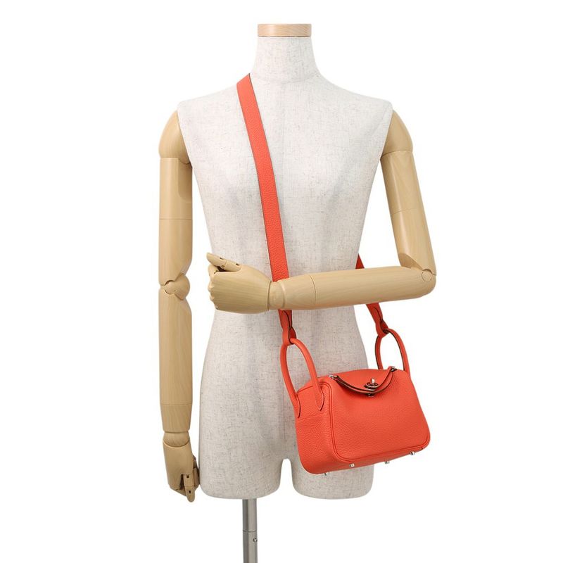 Hermes Lindy Mini Rose Texas Silver Taurillon Clemence 2-Way