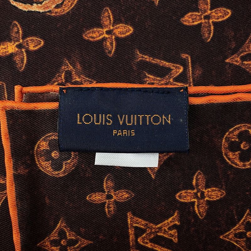 Louis Vuitton Scarf Carre Catgram Transformed Monogram Silk Brown Orange