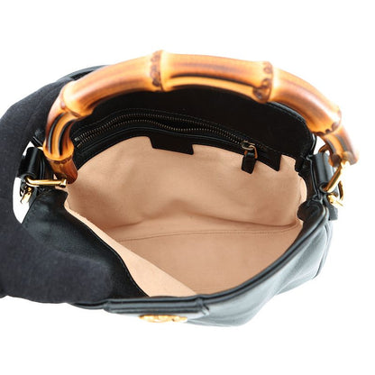 Gucci Diana Bamboo Small Leather 2-Way Shoulder Bag Black