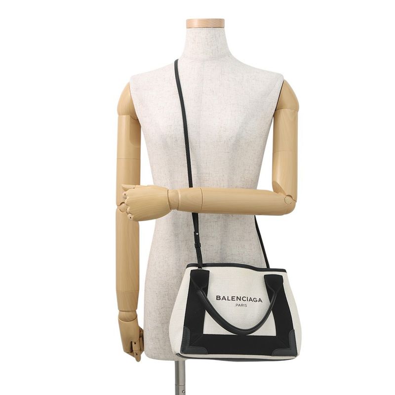 Balenciaga Handbag Navy Cabas XS Bag Black White