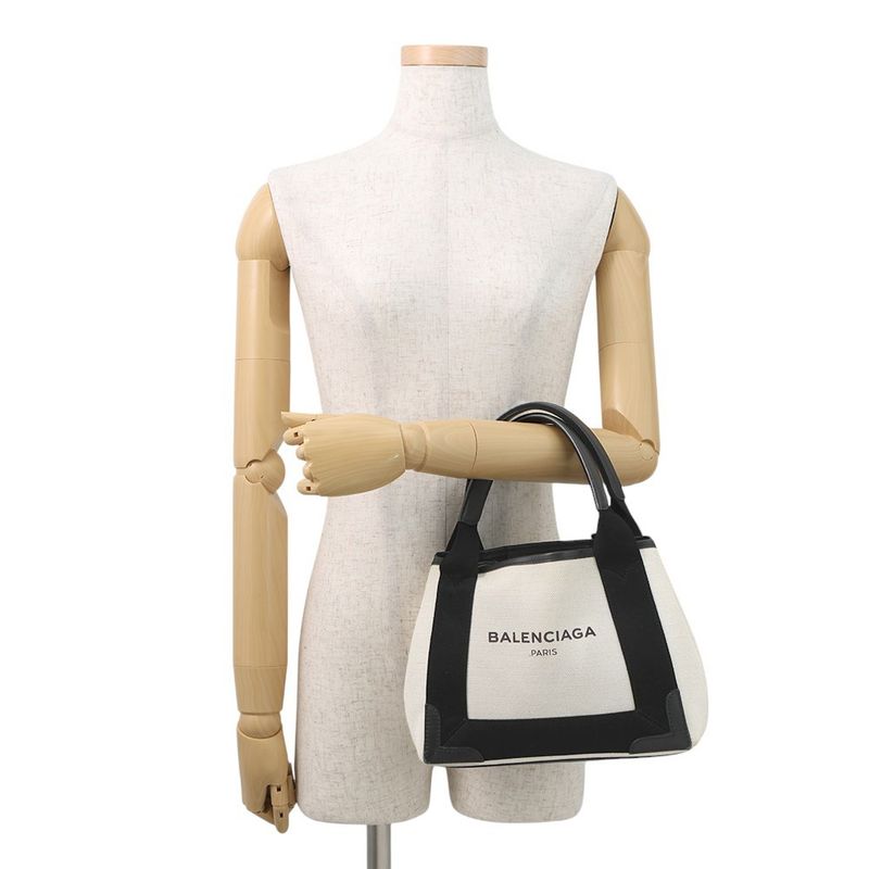 Balenciaga Handbag Navy Cabas XS Bag Black White