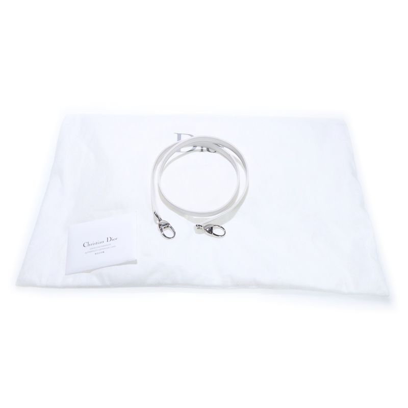 Dior Christian 2-Way Handbag Cannage Studs White Leather