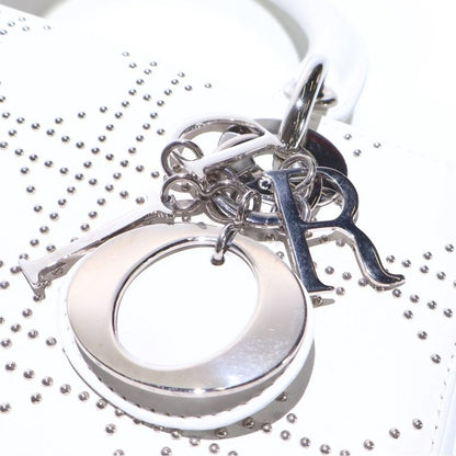 Dior Christian 2-Way Handbag Cannage Studs White Leather