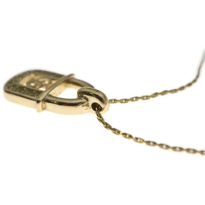 Dior Christian Padlock Necklace Pendant Chain Gold Rhinestone