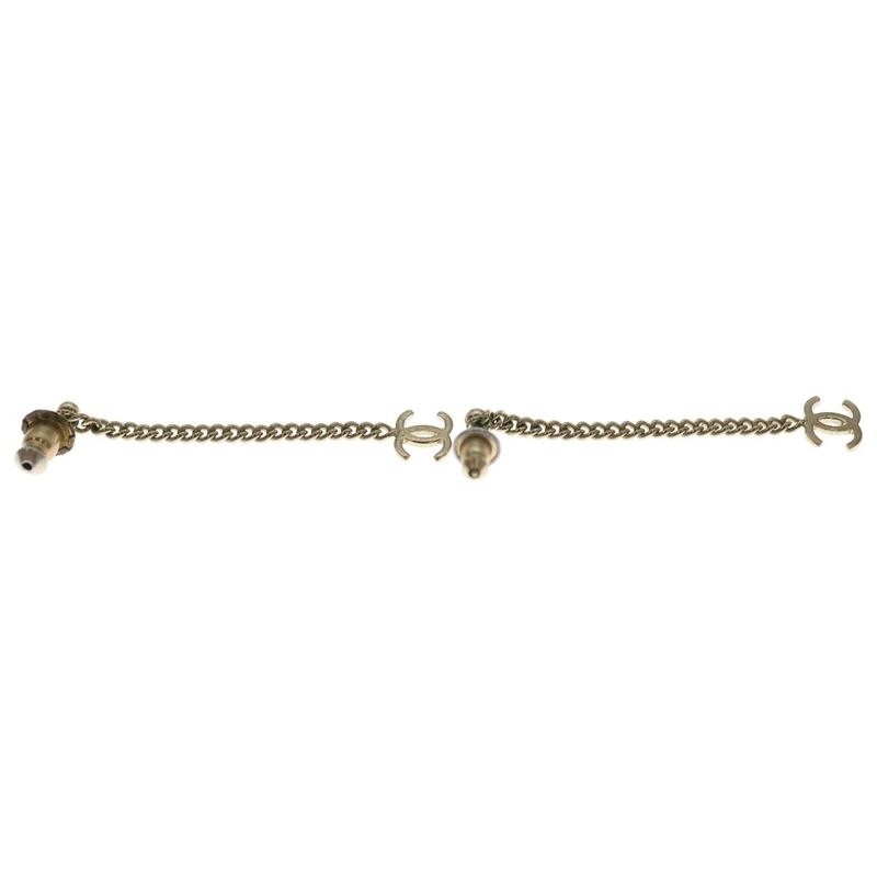 Chanel Chain Earrings CC Logo Gold