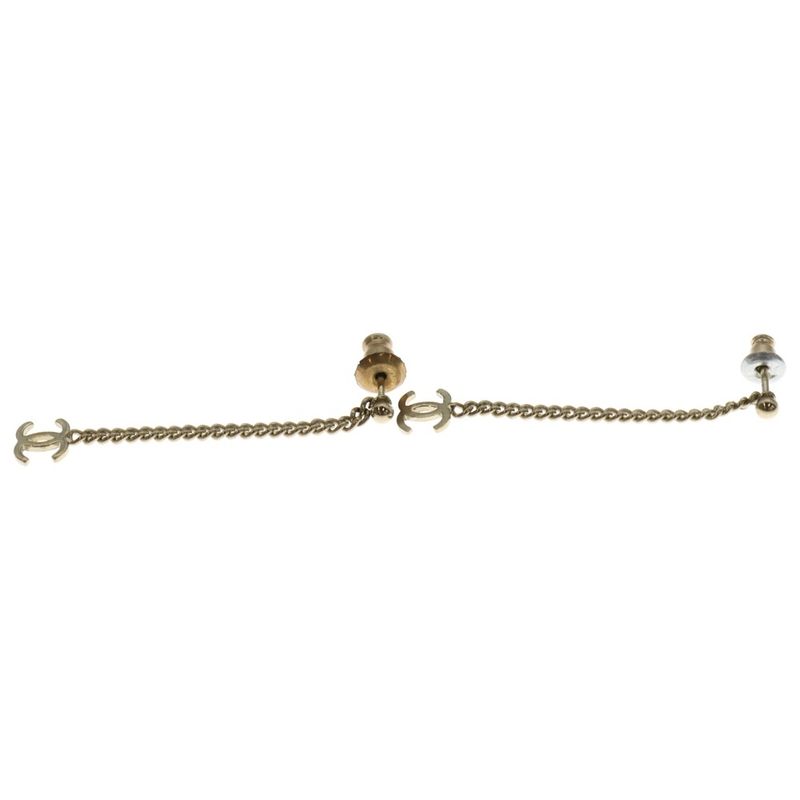 Chanel Chain Earrings CC Logo Gold