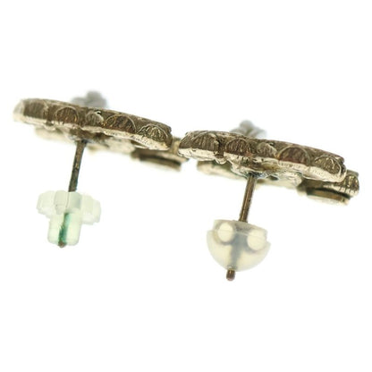 Chanel CC Logo Earrings Camellia Gold White