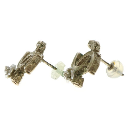 Chanel CC Logo Earrings Camellia Gold White