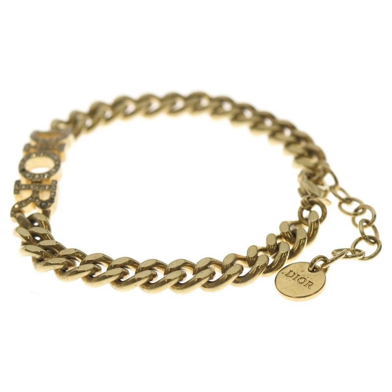 Dior Christian Dioevolution Logo Rhinestone Bracelet Gold