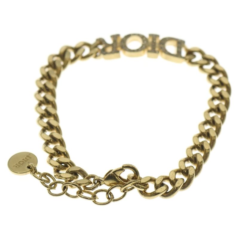 Dior Christian Dioevolution Logo Rhinestone Bracelet Gold