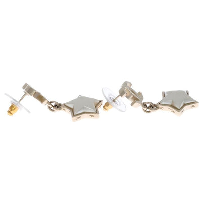 Chanel Star Motif CC Logo Earrings Pearl Gold
