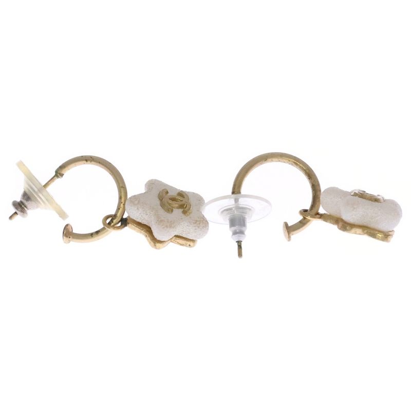 Chanel Star Motif Earrings CC Logo White Gold