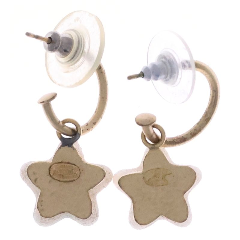 Chanel Star Motif Earrings CC Logo White Gold