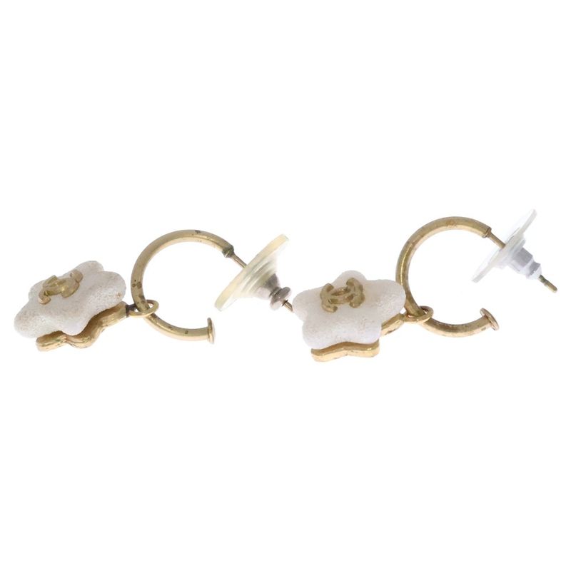 Chanel Star Motif Earrings CC Logo White Gold