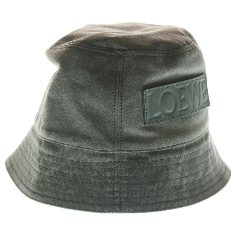 Loewe Wax Canvas Logo Bucket Hat Khaki