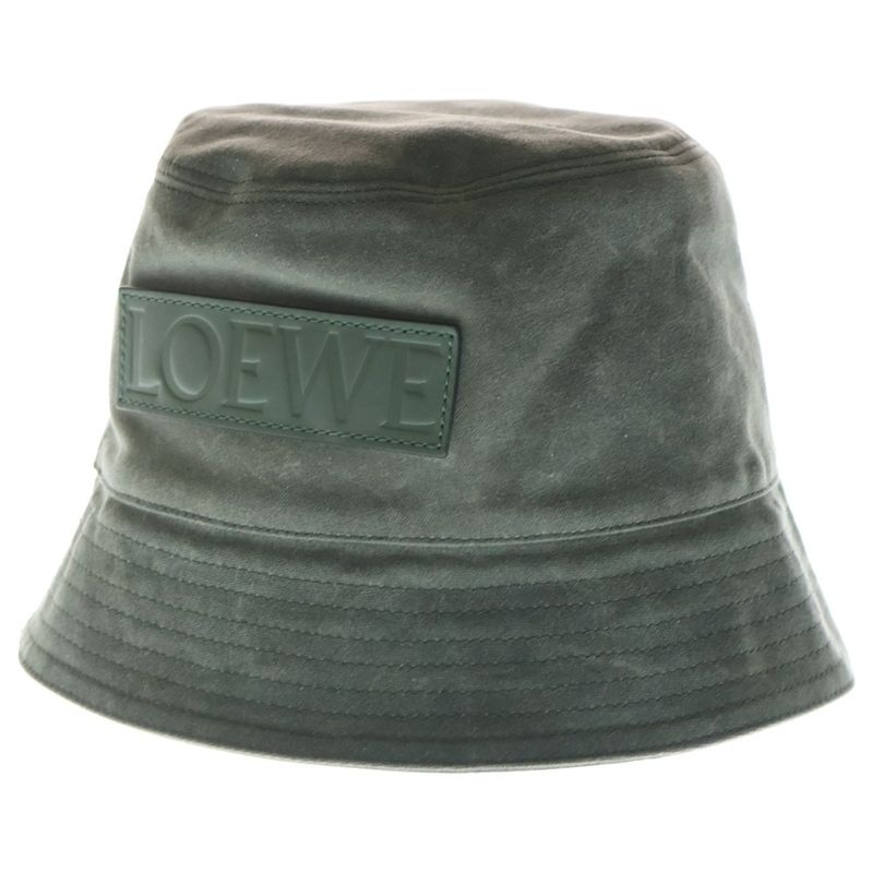 Loewe Wax Canvas Logo Bucket Hat Khaki