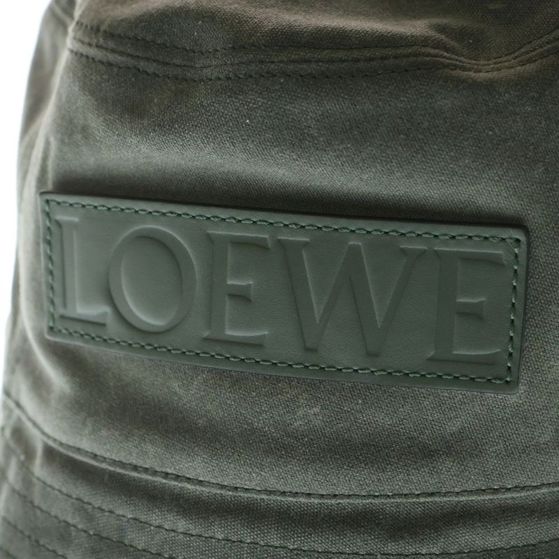 Loewe Wax Canvas Logo Bucket Hat Khaki