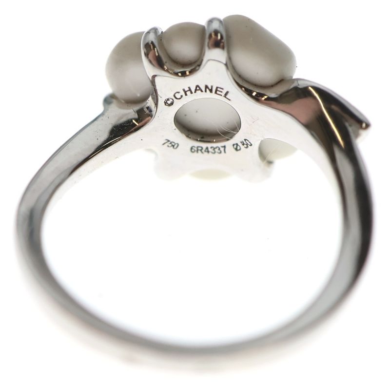Chanel Camellia Chalcedony Diamond Ring White Gold 50