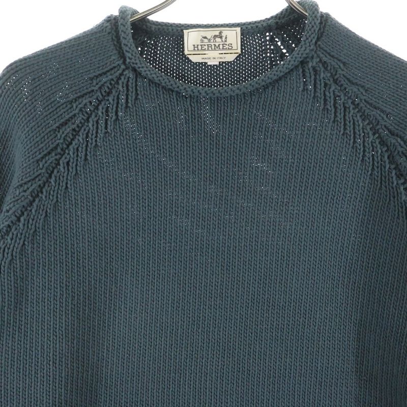 Hermes Logege Cotton Pullover Sweater Dark Green