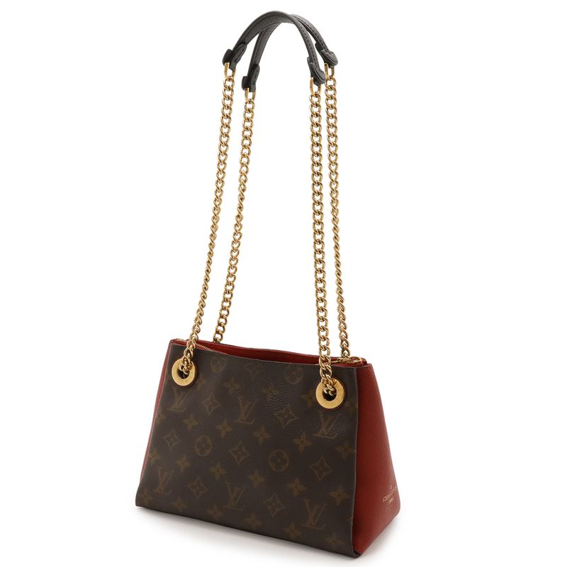 Louis Vuitton Monogram Calf Nenne BB Chain Shoulder Bag Cerise Red