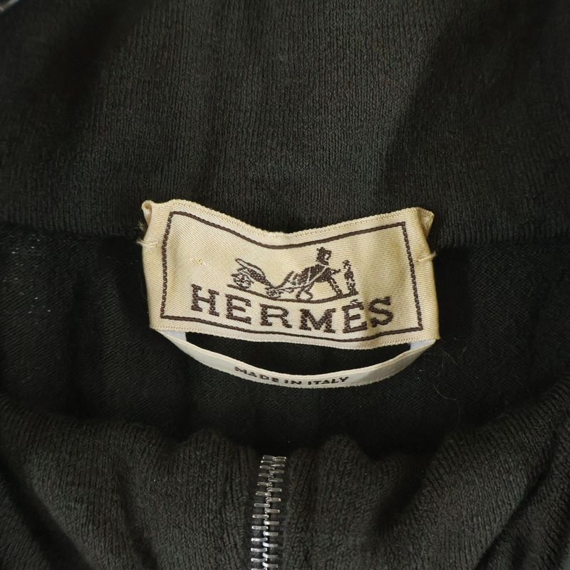 Hermes Half Zip Wool Knit Polo Shirt Dark Green
