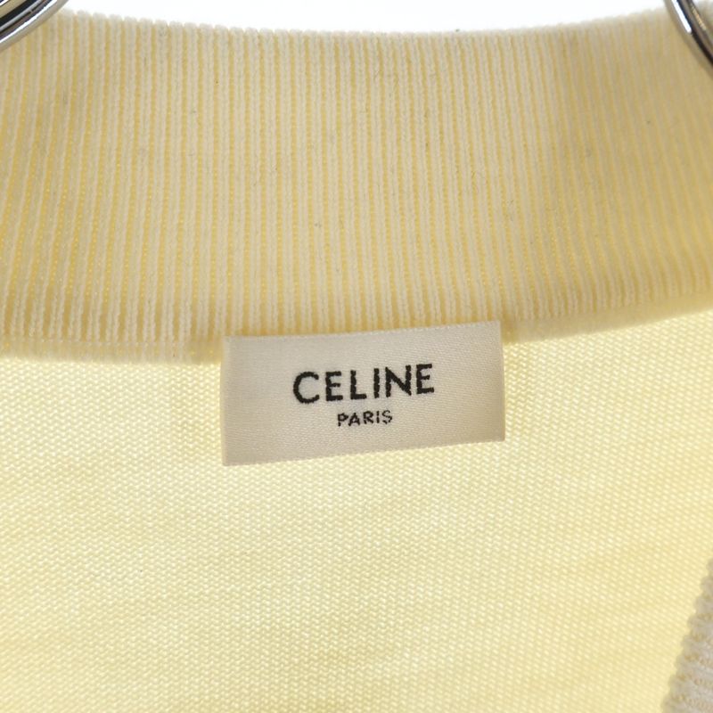 Celine Triomphe Embroidery Wool High Color Knit Sweater Ivory