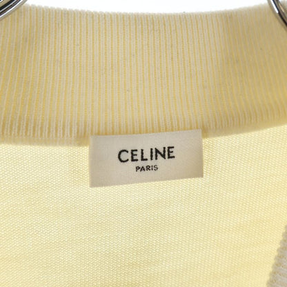 Celine Triomphe Embroidery Wool High Color Knit Sweater Ivory