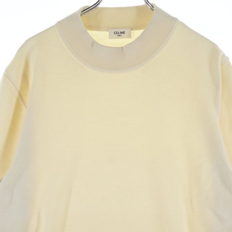 Celine Triomphe Embroidery Wool High Color Knit Sweater Ivory