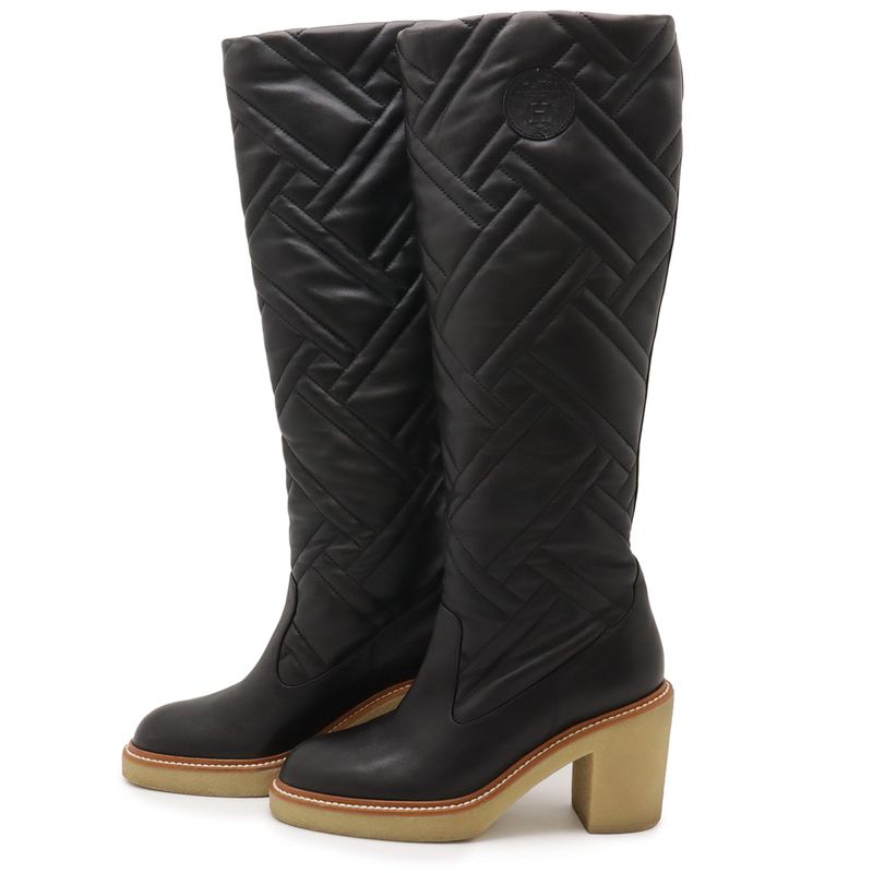 Hermes Fjord 70 Boots Long Boots Quilted Heel Nappa
