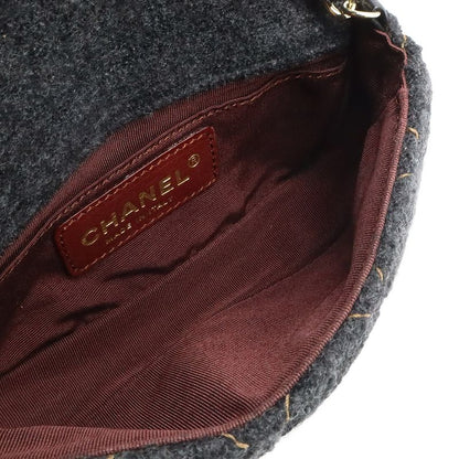 Chanel Mini Quilted Wool Quilted CC Logo Chain Shoulder Bag Pochette