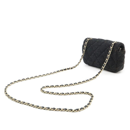 Chanel Mini Quilted Wool Quilted CC Logo Chain Shoulder Bag Pochette