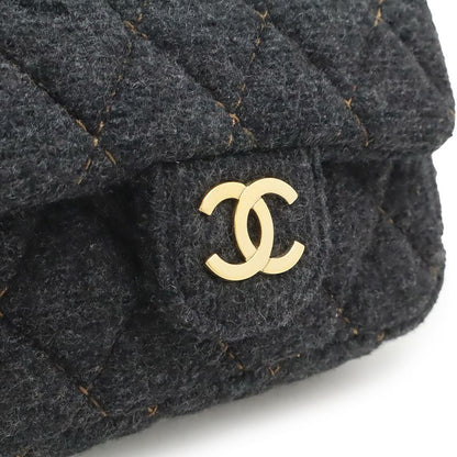 Chanel Mini Quilted Wool Quilted CC Logo Chain Shoulder Bag Pochette