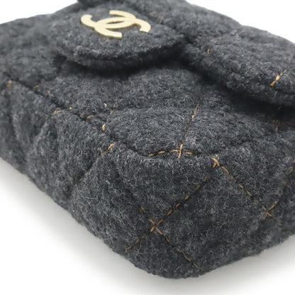 Chanel Mini Quilted Wool Quilted CC Logo Chain Shoulder Bag Pochette