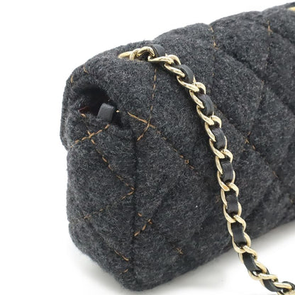 Chanel Mini Quilted Wool Quilted CC Logo Chain Shoulder Bag Pochette