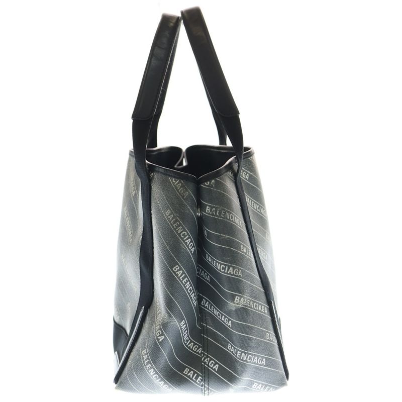 Balenciaga Navy Cabas S Tote Black Canvas Leather