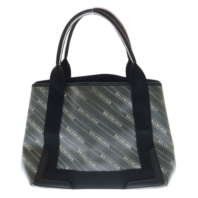 Balenciaga Navy Cabas S Tote Black Canvas Leather
