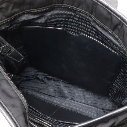 Prada Tote 2-Way Shoulder Bag Nylon Leather Nero Black Silver