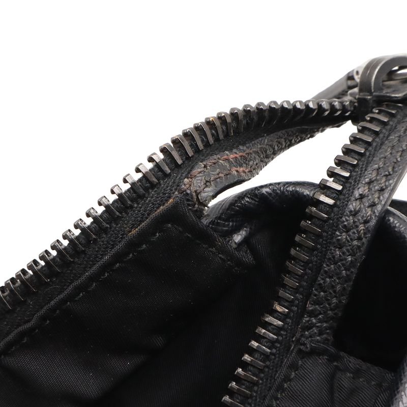 Prada Tote 2-Way Shoulder Bag Nylon Leather Nero Black Silver