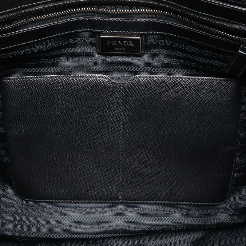 Prada Tote 2-Way Shoulder Bag Nylon Leather Nero Black Silver